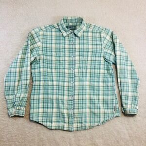 Woolrich Plaid Flannel Button Up Shirt Womens Medium Long‎ Sleeve Outdoor Casual